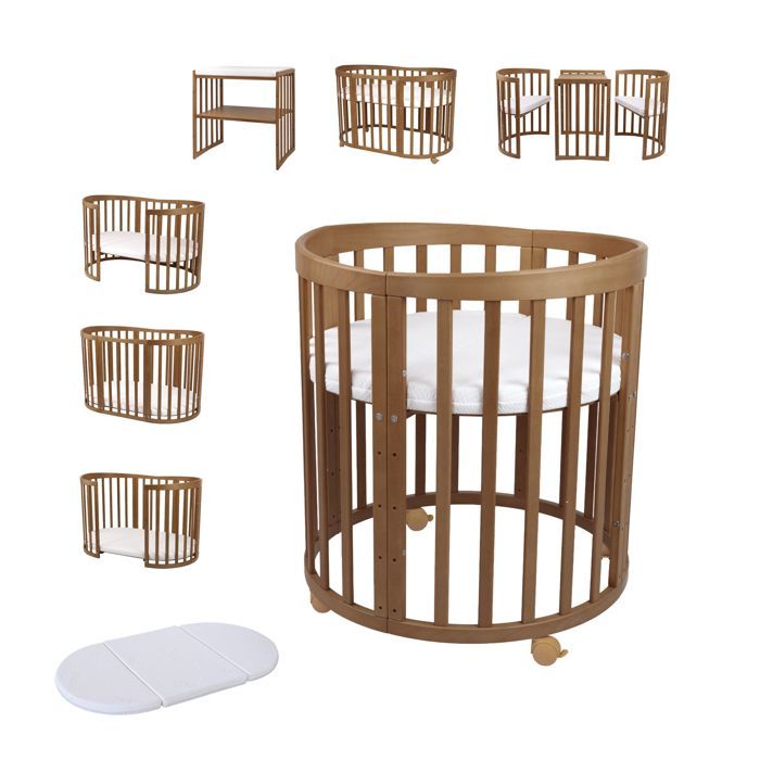 Waldin Lit Bébé Ovale 7en1 Évolutif Matelas - Vintage - Sans ensemble de tissu (lit seul) Waldin Lit Bébé Ovale 7en1 Évolutif Matelas - Vintage - Sans ensemble de tissu (lit seul)