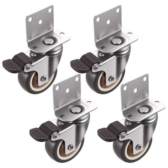 4 Pcs Petites Roulettes Pivotantes Pour Meubles Roulettes Pour Meubles De 50 Mm Roulette Meuble 360° Avec Freins Roulette De Trans