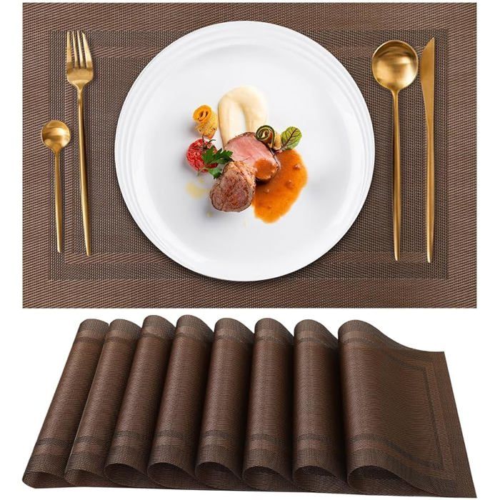 Lot 8 dessous plats PVC rectangulaires 45×30cm imperméables facile nettoyage
