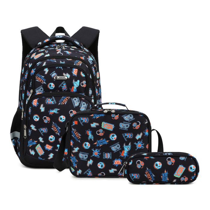 XJYDNCG 3Pcs Cartable Fille Primaire Sac à dos Enfant ScolaireGarçon et Fille42x30x15cmNoir