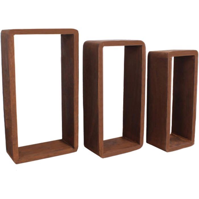 Rebecca Mobili Lot de 3 Étagères Murales Rectangulaires Marron Foncé Style Rustique Vintage Déco Maison 39 x 21 x 10 cm Rebecca Mobili Lot de 3 Étagères Murales Rectangulaires Marron Foncé Style Rustique Vintage Déco Maison 39 x 21 x 10 cm