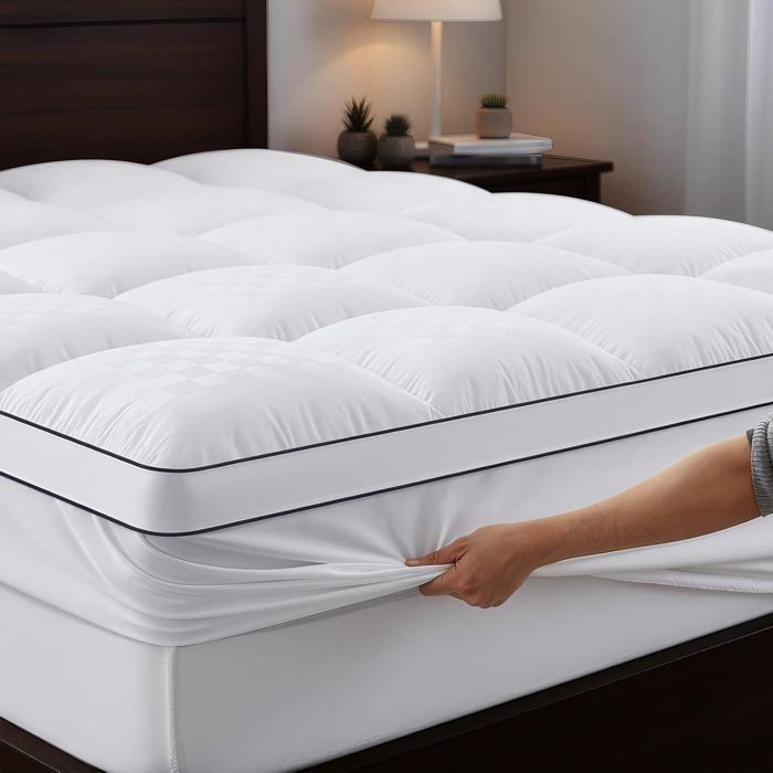 1000Gsm Surmatelas 160X200Cm Protège Matelas En Microfibre Respirant[BI16]