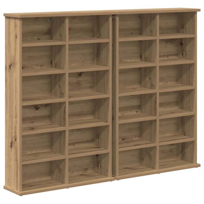 Meuble CD 2 pc artisanal - Bois dingénierie - Amovible - Rangement - Chêne - 60x17x92 cm - 2 étagères - V2