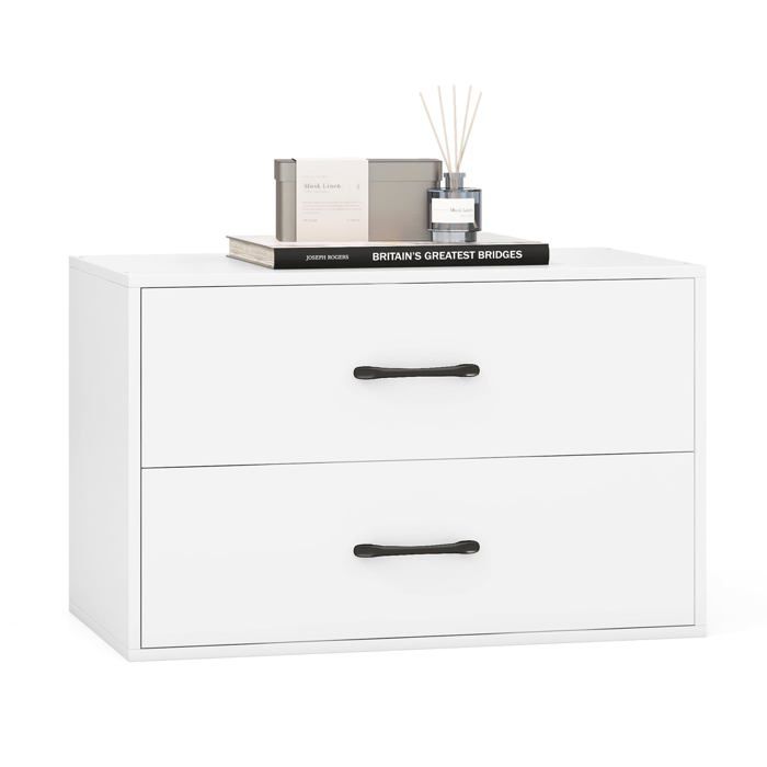Commode Empilable 2 Tiroirs Petite Commode Rangement Kits Anti-Basculement 60 x 34 x 38 cm Meuble de  PETIT MEUBLE DE RANGEMENT