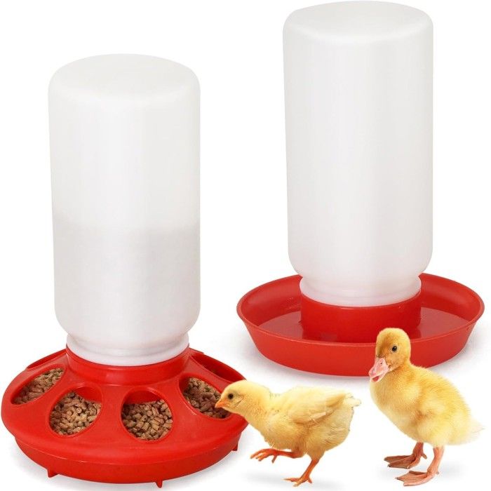 Distributeur nourriture et abreuvoir pour volailles 2 pièces 1L  pour poussins canetons pigeons et cailles