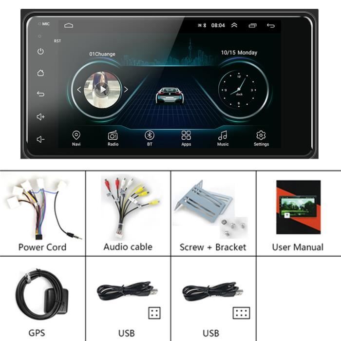 9 Pouces Android 10.1 WiFi Autoradio Universel Lecteur MP5 Autoradio  Autoradio GPS Navigation Bluetooth Fm USB Stéréo De Voiture Avec Caméra De  Recul
