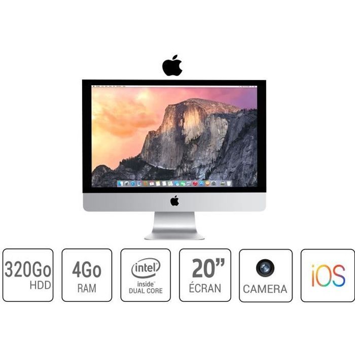 Vente PC Portable imac apple a1224 20 pouce core 2 duo 4go ram 320 go disque dur mac os ordinateur all in one pas cher Vente PC Portable imac apple a1224 20 pouce core 2 duo 4go ram 320 go disque dur mac os ordinateur all in one pas cher
