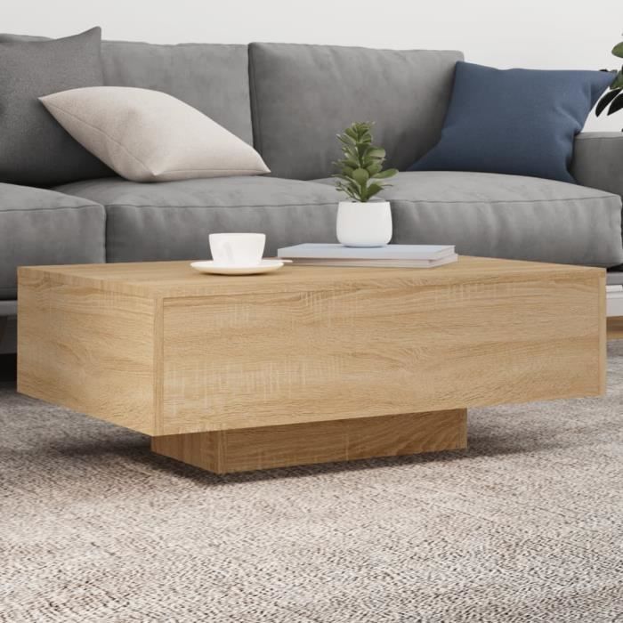 Table basse avec lumières LED chêne sonoma 85x55x31 cm -BK836611 (PLA)