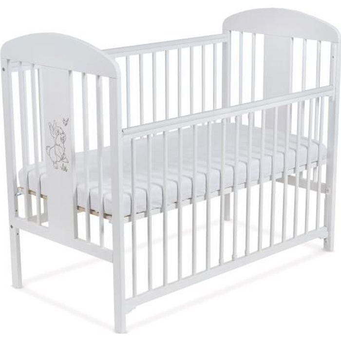 Lit Pour Bebe A Barreaux Tomi 18 Lapin Barriere Coulissante Avec Matelas Blanc Cdiscount Puericulture Eveil Bebe