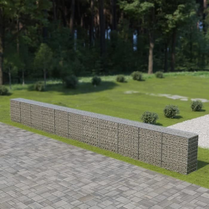 vidaXL Mur en Gabion avec Couvercles Acier Galvanis/é 300x50x50 cm Cl/ôture