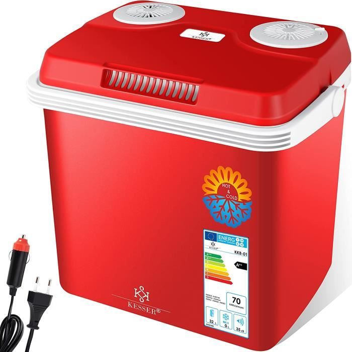 ® Glacière 32L 12V, Prise 230V, Miniréfrigérateur, Glacière