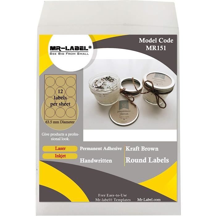 1500 Autocollants Kraft Marron Naturel, Étiquettes Rondes Blanches 1500 Autocollants Kraft Marron Naturel, Étiquettes Rondes Blanches