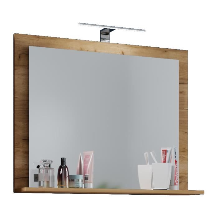 VCB10 Mini Armoire de toilette murale avec miroir avec 1 tablette de rangement, imitation chêne miel.