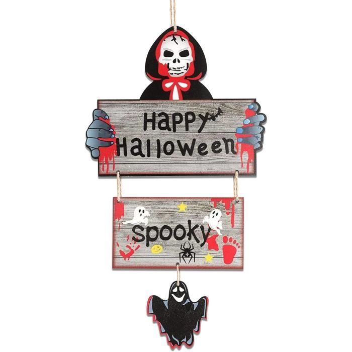 Panneau Porte Bienvenue Halloween Bois, Panneau Porte Bienvenue