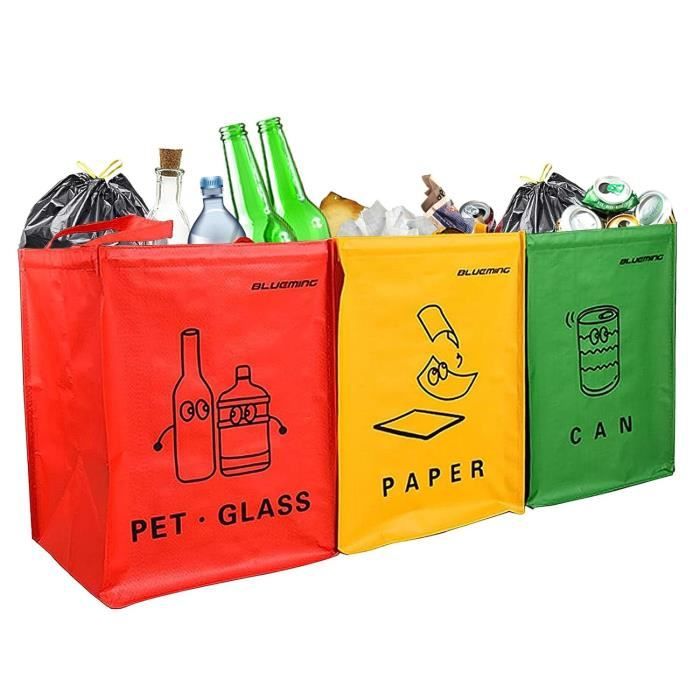Recygo Sac Jaunes Recyclage Poubelle De Tri BORDEAG X3 45L