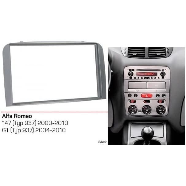 Sound-way Kit de Montage Autoradio 2 DIN pour Alfa Romeo 147 / GT 2000-2010 Black Line