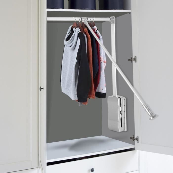 DYK&NX Barre de Penderie Telescopique, Tringle Penderie Relevable, Réglable 55-120cm, Peu Encombrant, Robuste et Facile à Installer pour Dressing (Color : Silver, Size : L DYK&NX Barre de Penderie Telescopique, Tringle Penderie Relevable, Réglable 55-120cm, Peu Encombrant, Robuste et Facile à Installer pour Dressing (Color : Silver, Size : L
