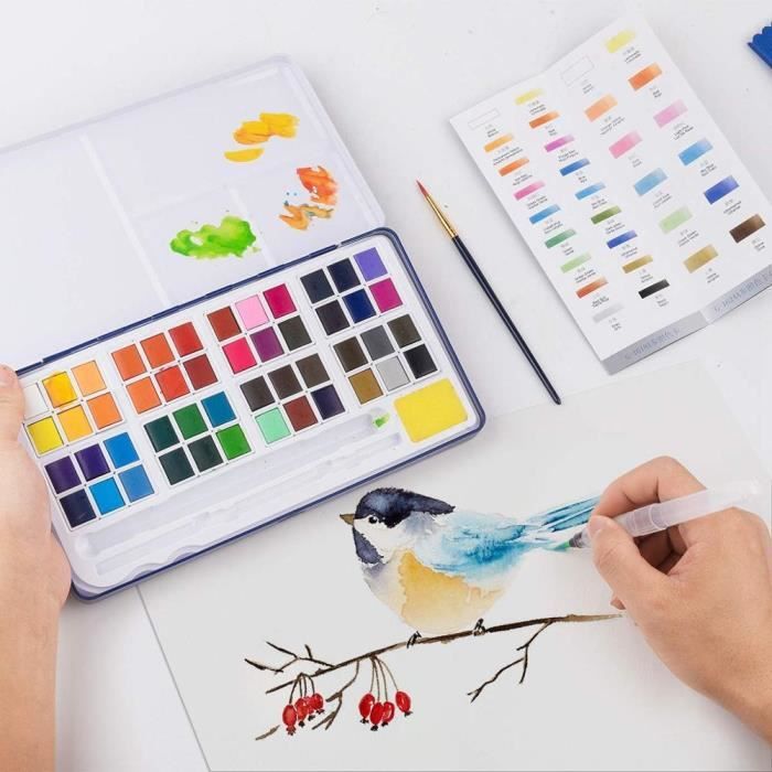 3 pinceaux idéal pour les professionnels et les débutants Ensemble de peinture aquarelle solide 120 color ensemble de peinture portable comprimé couleur fluorescente métallique conventionnelle 3 pinceaux idéal pour les professionnels et les débutants Ensemble de peinture aquarelle solide 120 color ensemble de peinture portable comprimé couleur fluorescente métallique conventionnelle