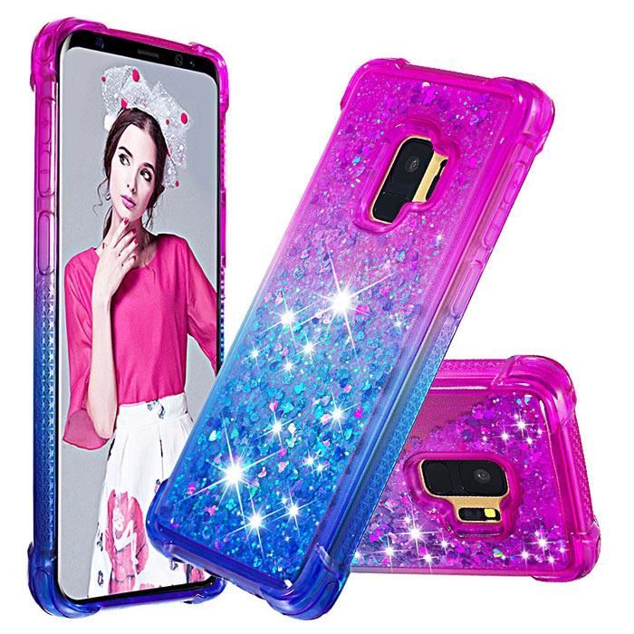 Jinghuash Compatible avec Samsung Galaxy S9 Plus Coque Bling Glitter Paillette Transparente Crystal Case Ultra Mince Slim Silicone TPU Souple Case Anti Choc Bumper Étui Housse-Rouge 