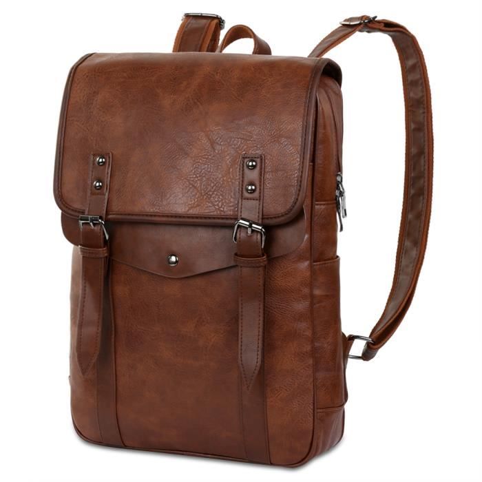 Vbiger Hommes Vintage Pu Cuir Sac A Dos Pour Ordinateur Portable Sac A Dos Ecole Bookbag Pour Hommes Brown Achat Vente Sac A Dos Informatique 2009251284953 Cdiscount