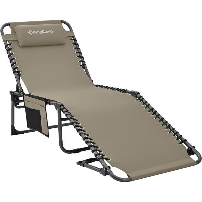 Chaise Pliante Confort KingCamp – Assise Large, Soutien Lombaire, Capacité 136 Kg – Tissu Oxford 600D, Structure Triangulaire – Pour Camping, Pêche, Plage, Jardin, Intérieur