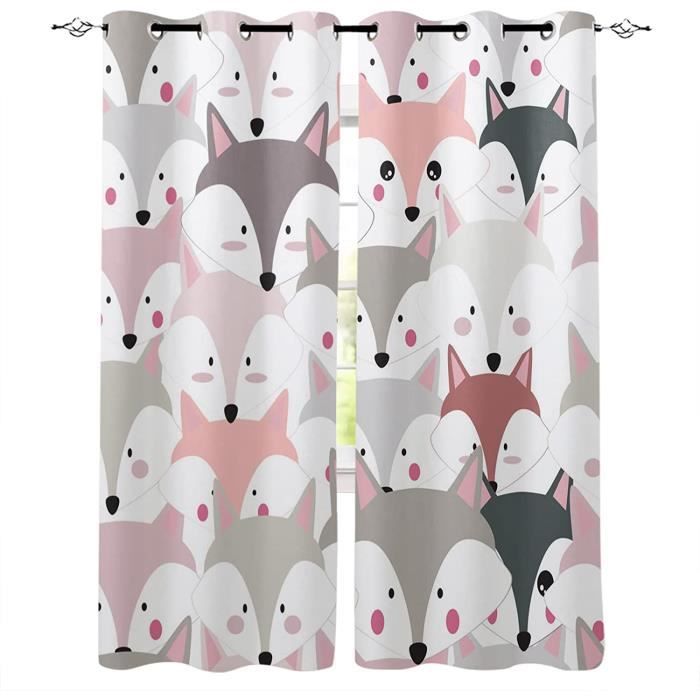 Rideaux Occultants 2 Panneaux Motif Jungle Animaux - 182x214 Cm (LxH) - Polyester, Isolation Thermique Et Phonique - Pour Salon, Chambre Enfant
