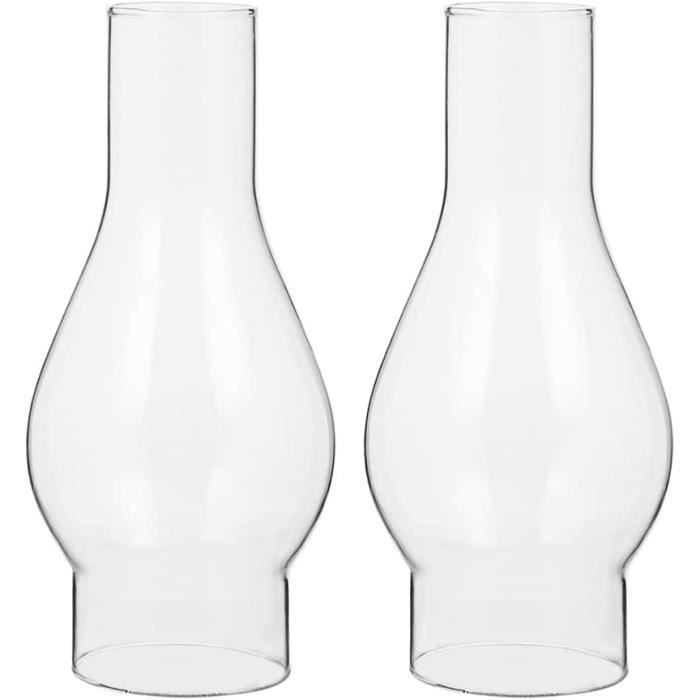 2 Abat-jour En Verre Vintage Pour Lampe à Huile Ou Kérosène - Style Rétro - Transparent - Dimensions 7,7 X 3,3 X 3 Cm