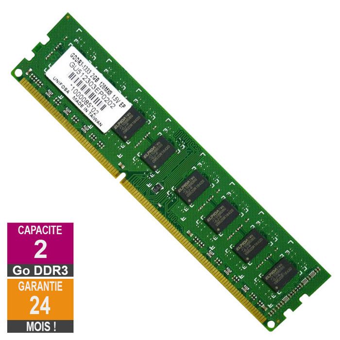 Barrette Mémoire 2Go RAM DDR3 Unifosa GU512303EP0202 DIMM PC3-10600U 1333MHz 2Rx8 Reconditionné - N/A (je n'ai pas trouvé d'information sur une reconditionné disponible sur Cdiscount Seconde Vie