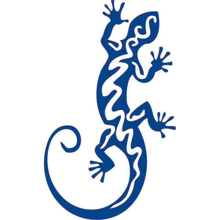 Salamandre autocollant sticker adhésif couleur lézard (Couleur de fond: bleu foncé - Taille: 15 cm)