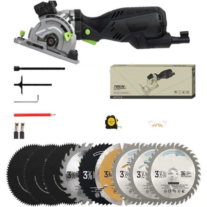 Mini Scie Circulaire DEKOPRO 600W – 5500 RPM, Lame 85 Mm, Profondeur 27 Mm, Aspiration Poussière, Bois/Métal/Plastique/Carrelage