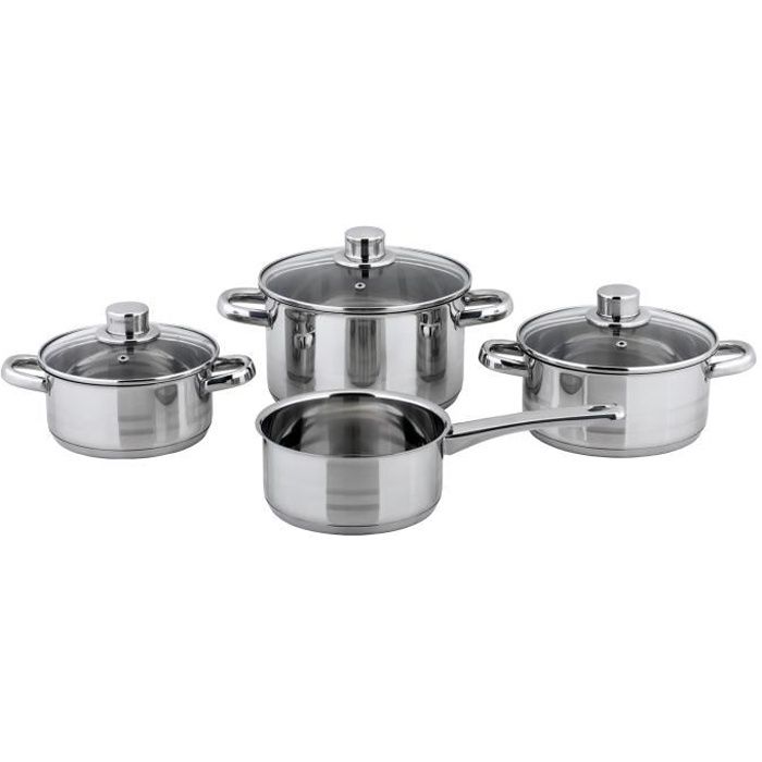 Batterie de cuisine - BELM - 7 pièces - Inox 18/10 - Poignées anti chaleur