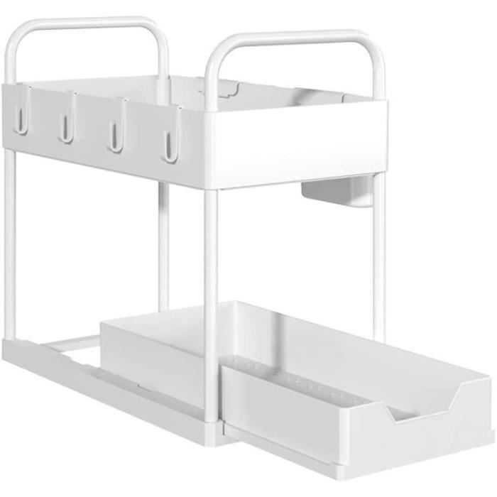 Étagère à Épices Extensible 2 Étages AHOMSEL - Hauteur Réglable Avec Autocollant Pour Cuisine