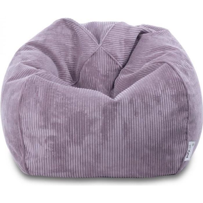 pouf poire fauteuil velours côtelé sacoche violet - scandinave - moderne - 55x90cm
