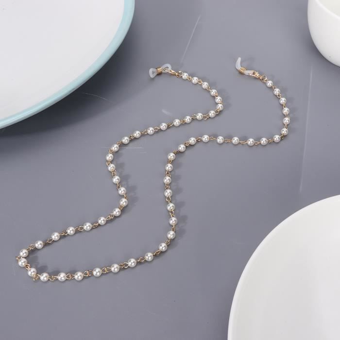 Chaîne de lunettes Mode Fausse perle blanche Antidérapante