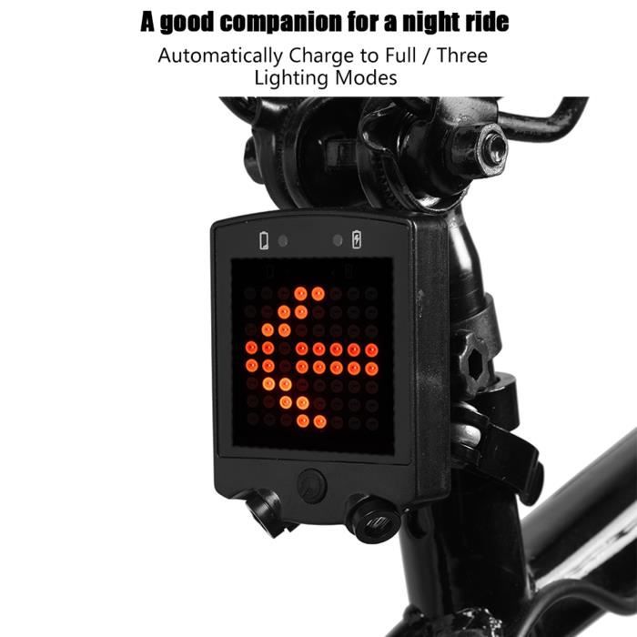 Dioche Lumière LED de vélo LED vélo vélo clignotants arrière feu d'avertissement lumière USB rechargeable sans fil à distance