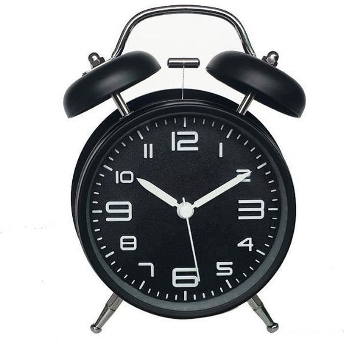 Réveil Double Cloche Métal Vintage - Sonnerie Forte Pour Gros Dormeurs, Sans Tic-tac