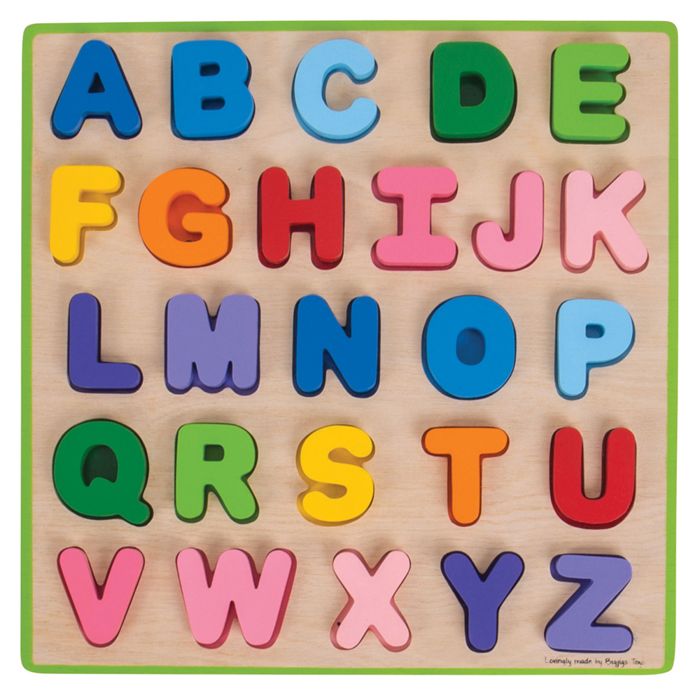 Puzzle en bois Alphabet - BIGJIGS - 26 pièces - Pour enfant à partir de 3 ans