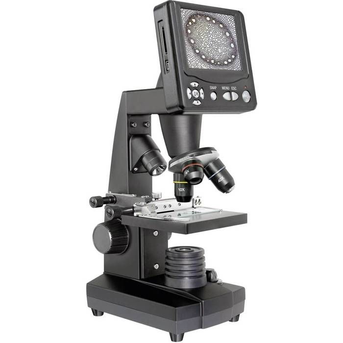 Microscope Bresser - Écran LCD 1,3 MP - Grossissement optique 400x - Numérique 1600x - Blanc