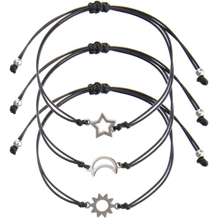 2 Bracelets BFF Nayyana - Breloques Papillons Réglables, Cadeau Amitié Violet Et Rose