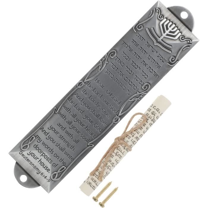 Mezouzah En Métal Vintage Avec Parchemin - Décoration Religieuse Juive Pour Porte D'entrée - Ornement Bénédiction Doré - Facile à Installer