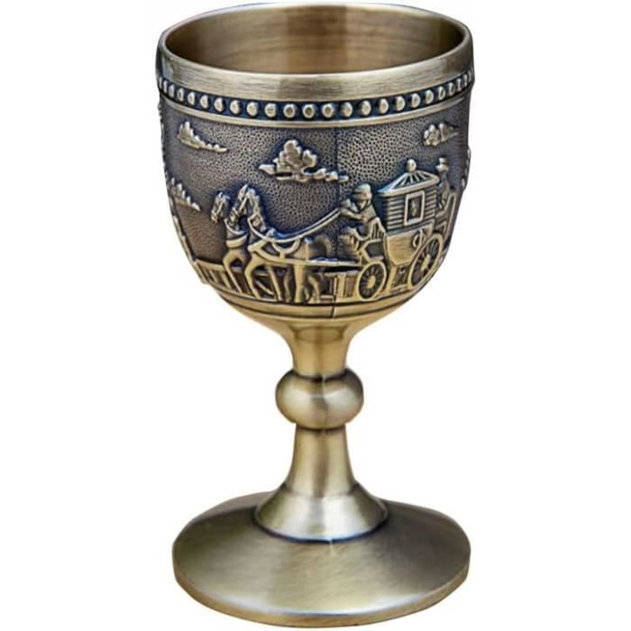 2 Verres à Calice Dorés Vintage - Pour Communion, Noël Et Fêtes Médiévales