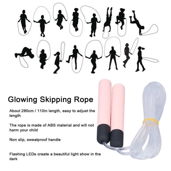 Lot De 4 Cordes à Sauter LED Lumineuses – 3 Modes, Réglables 260 Cm, En PVC, Rose/vert/bleu/jaune