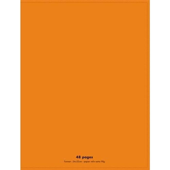 Cahier 24x32 48 pages grands carreaux piqure 90g Couverture polypropylène orange