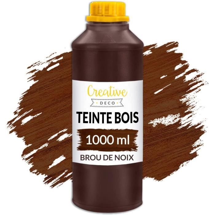 Creative Deco Teinte Bois Brou de Noix 1L Teinture Bois Séchage Rapide Protection de Surface