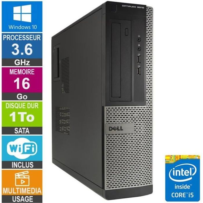 PC Dell Optiplex 3010 DT i5-3470 3.60GHz 16Go/1To Wifi W10