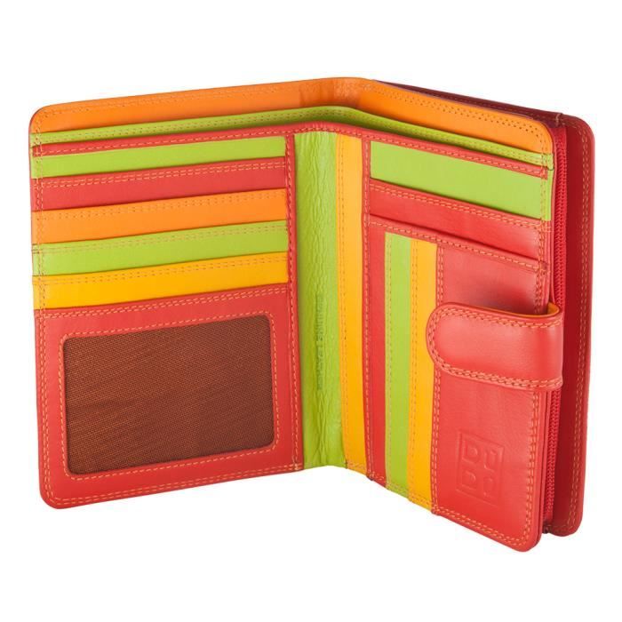 DUDU Portefeuille Femme en Cuir Souple Nappa Pochette avec Double Aimant Zip Porte-Cartes de Cr/édit Ambre