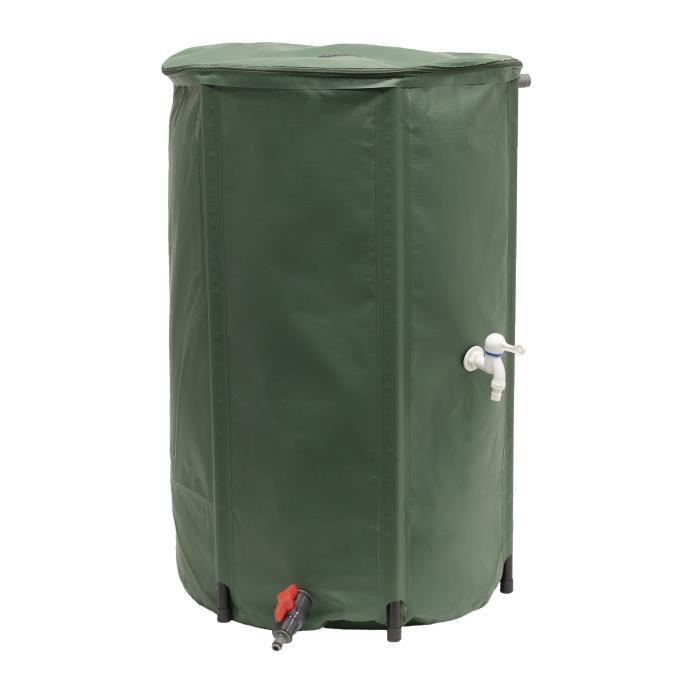 EDA - Récupérateur d'eau Souple et Pliable 250 L - avec Filtre en Filet + 2 Robinets - Résistant aux