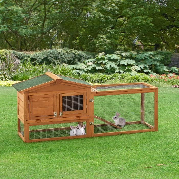 Meilleurs prix pour Clapier Oberursel à deux niveaux 68 x 156 x 52 cm sapin naturel