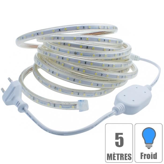 Kit ruban led DC12V 5 mètres Blanc Chaud IP65 complete avec alimentation