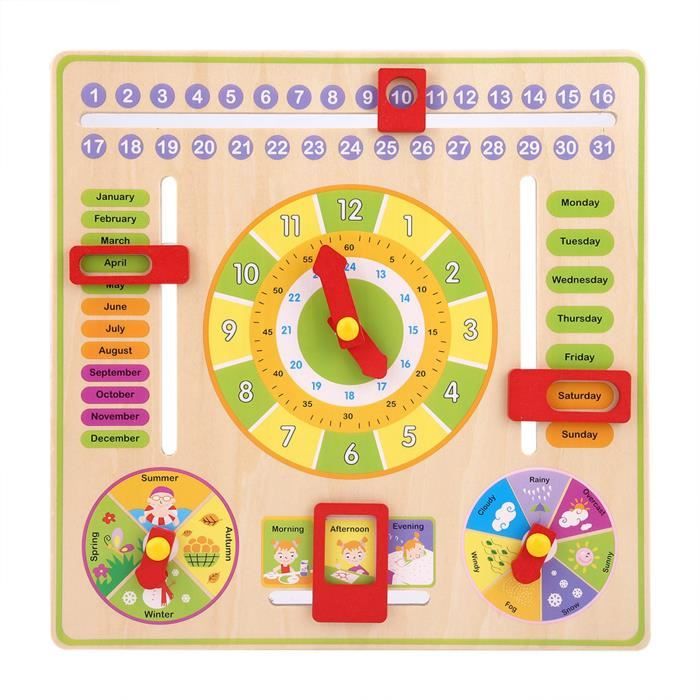 Horloge éducative En Bois 3 Pièces - Apprentissage De L'heure Pour Enfants - Jouet Montessori - Garçon Et Fille